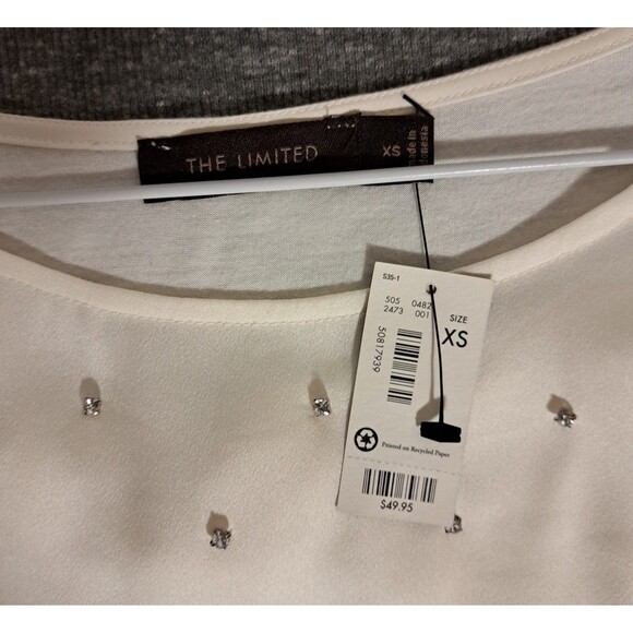The Limited Cream, Ivory White Classic Pullover W/ Silver Gems , Sz XS- NWT - Picture 4 of 4